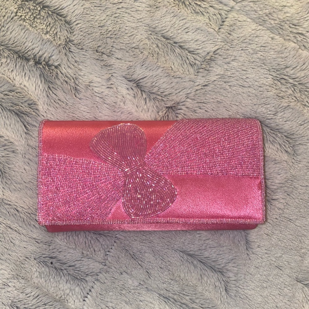Pink beaded clutch